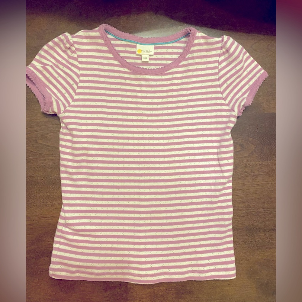 Mini Boden Pointelle Short Sleeve shirt 6/7